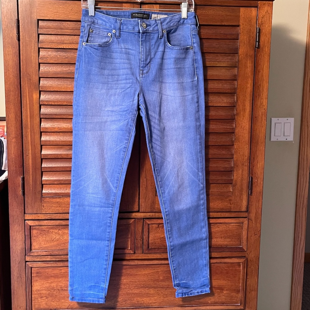 Aeropostale Womens Blue High Waisted Jeggings